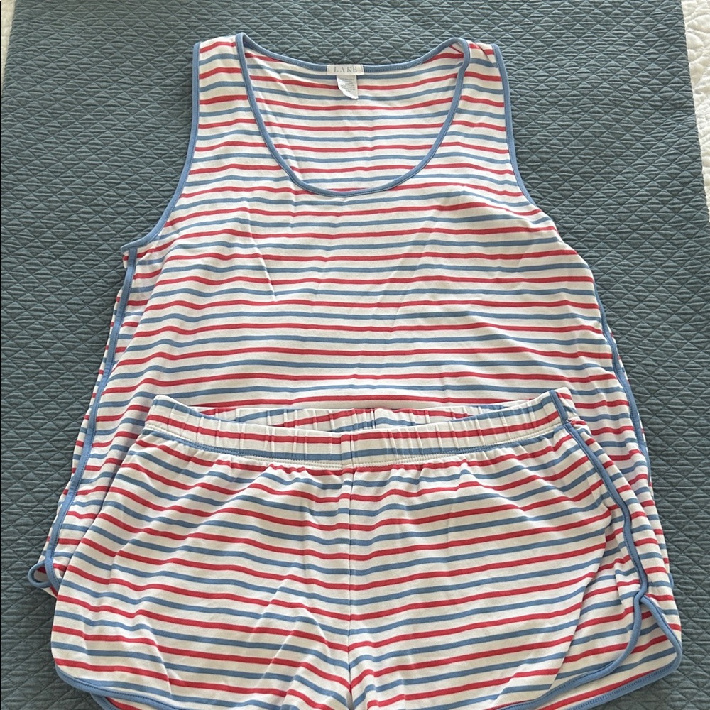 Lake Pajamas Striped Tank and Shorts Set Size Medium